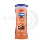 لوسیون بدن کاکائویی وازلین مدل cocoa glow حجم 400 میل