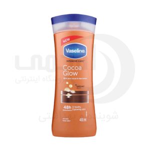 لوسیون بدن کاکائویی وازلین مدل cocoa glow حجم 400 میل